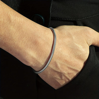 Silver & Black Snake chain Hand Braclet